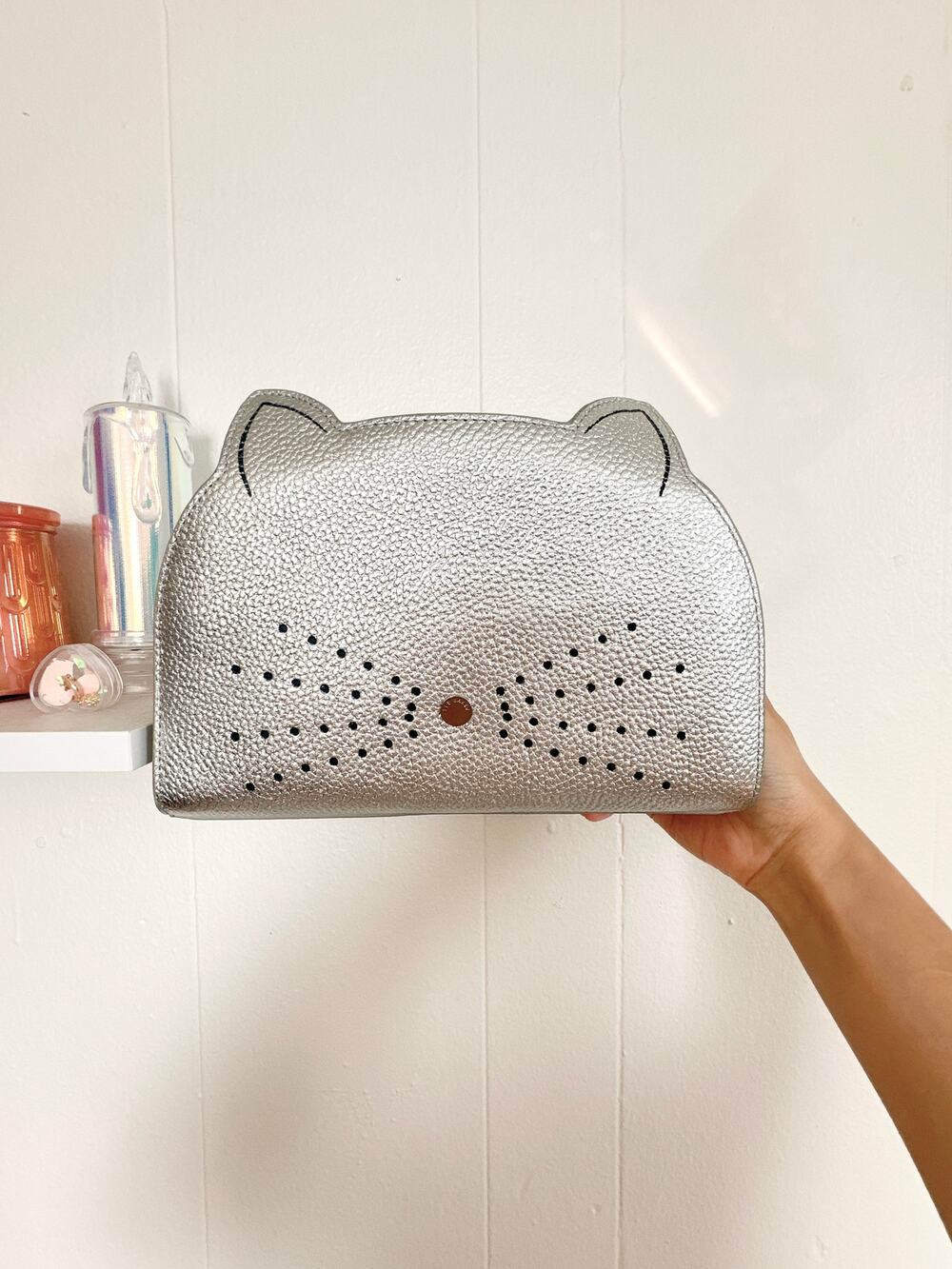 Ted Baker Silver Leather Kirstie Cat Crossbody Bag Metallic Novelty
